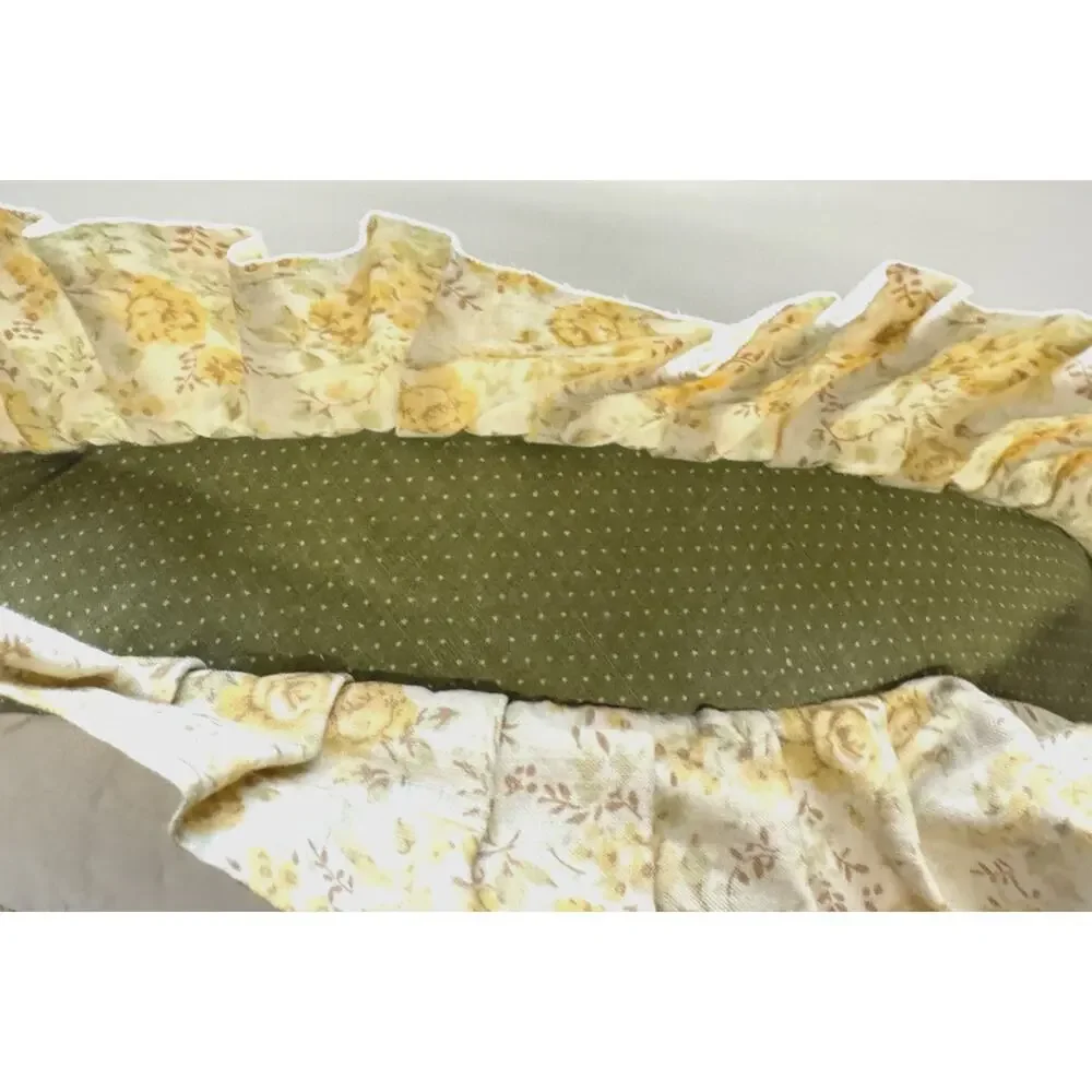 Grandma Core Yellow Sage Green Round Ruffled VTG. Cottage Core Pillow JCP Home